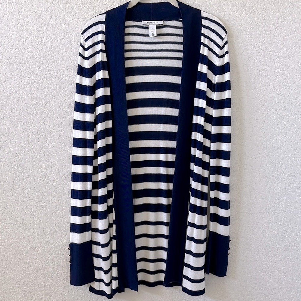 White House Black Market navy and white cardigan